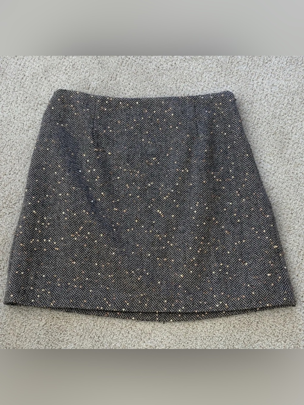 LOFT Sparkle Wool Skirt - Herringbone Gray